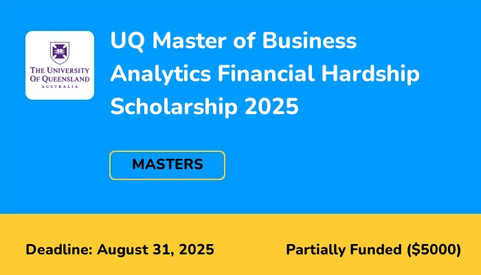 UQ Master of Business Analytics Financial Hardship Scholarship 2025