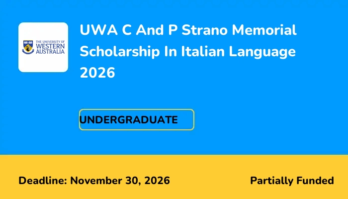 UWA C And P Strano Memorial Scholarship In Italian Language 2026