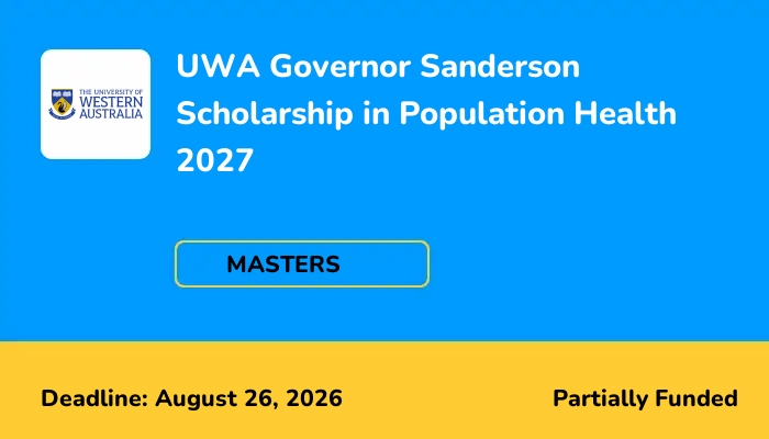 UWA Governor Sanderson Scholarship in Population Health 2027
