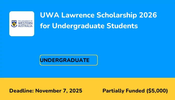 UWA Lawrence Scholarship 2026 for Undergraduate Students