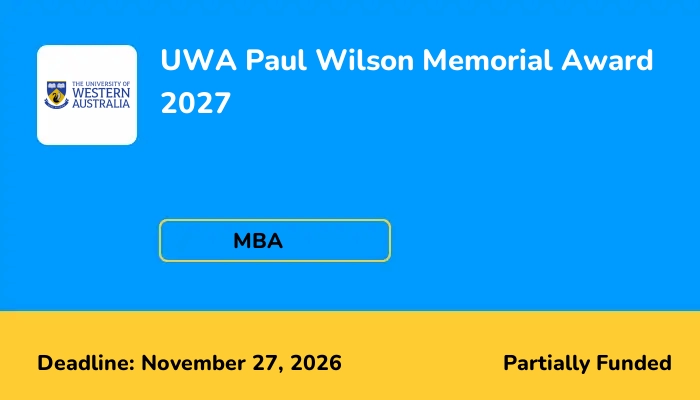 UWA Paul Wilson Memorial Award 2027