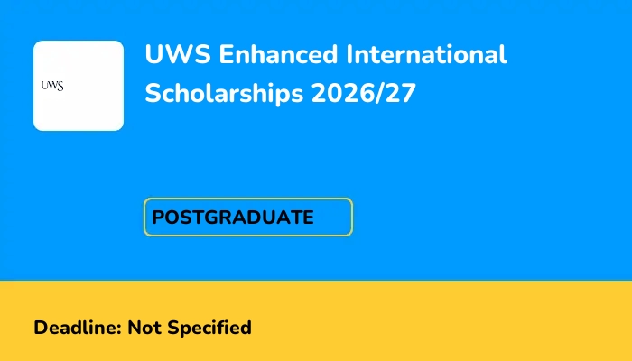 UWS Enhanced International Scholarships 2026/27