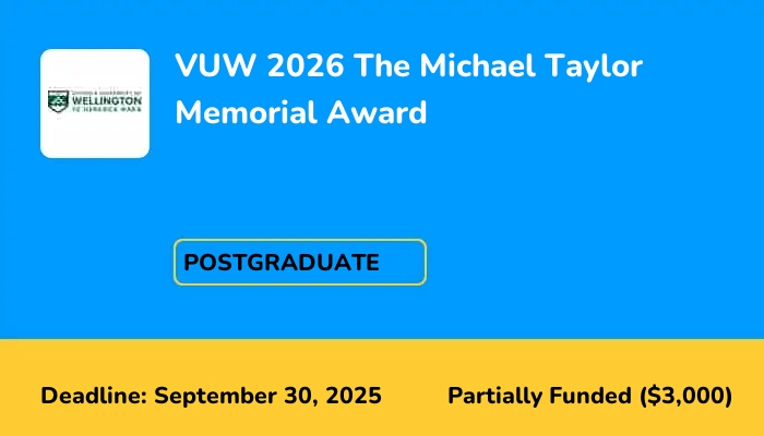 VUW 2026 The Michael Taylor Memorial Award