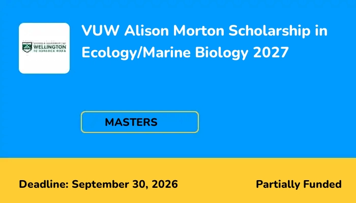 VUW Alison Morton Scholarship in Ecology/Marine Biology 2027