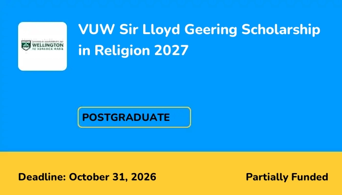 VUW Sir Lloyd Geering Scholarship in Religion 2027