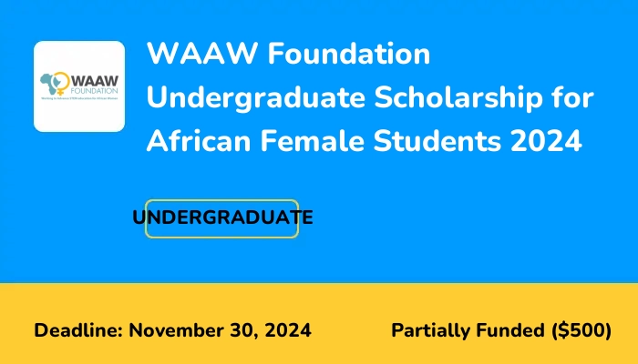 WAAW Foundation Undergraduate Scholarship for African Female Students 2024