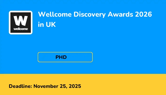 Wellcome Discovery Awards 2026 in UK