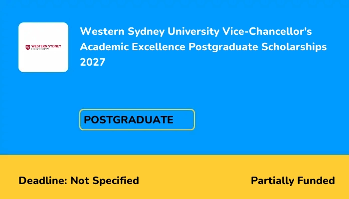 Western Sydney University Vice-Chancellor's Academic Excellence Postgraduate Scholarships 2027