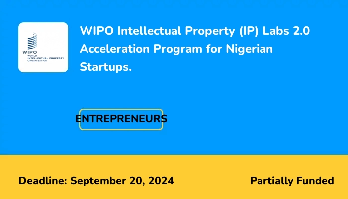 WIPO Intellectual Property (IP) Labs 2.0  Acceleration Program for Nigerian Startups 2024