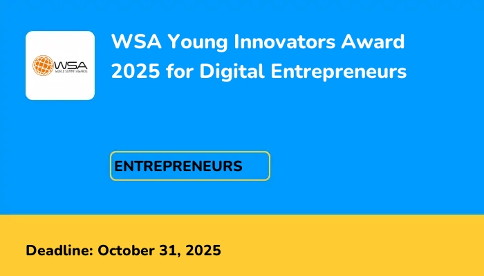 WSA Young Innovators Award 2025 for Digital Entrepreneurs